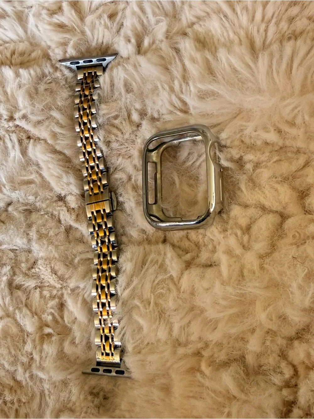 Apple Two-Tone Gold and Silver Stainless Steel Watch Band with Silver Metal Case